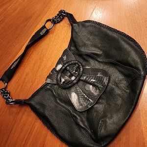 Chi by Carlos Falchi black leather and snakeskin print BEAUTY!!